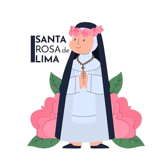 Hand getekende santa rosa de lima illustratie
