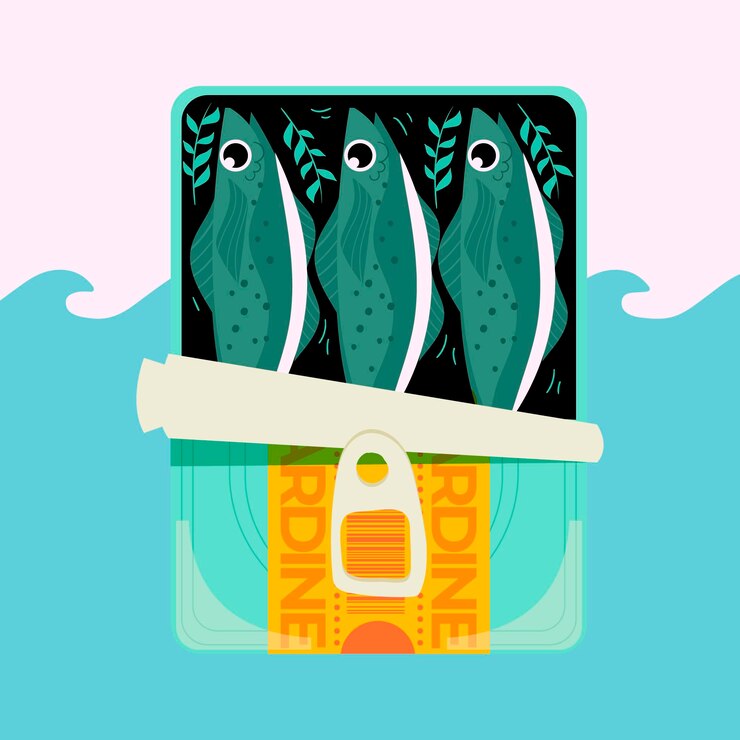Gratis Vector hand getekende sardine illustratie