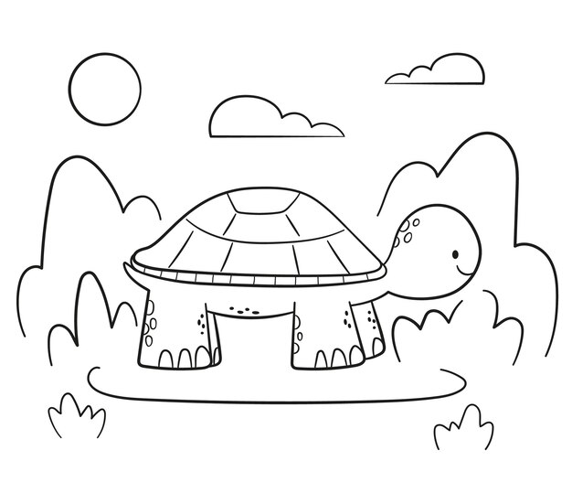 Hand getekende schildpad schets illustratie