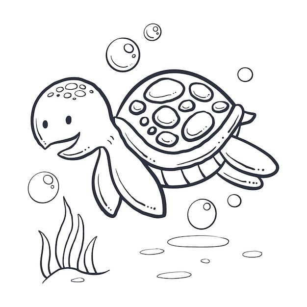 Gratis vector hand getekende schildpad schets illustratie