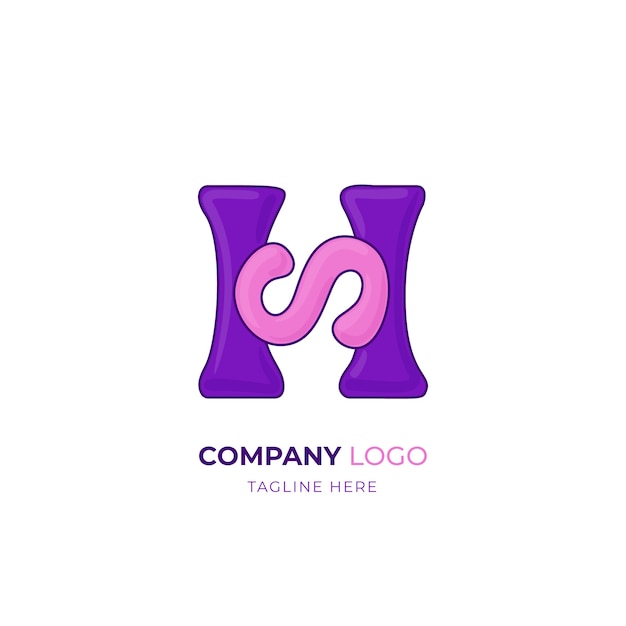 Hand getekende sh logo ontwerpsjabloon