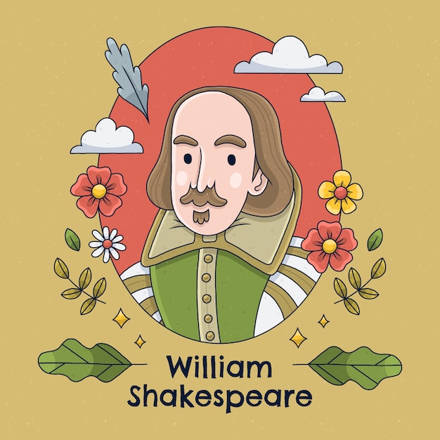 Gratis vector hand getekende shakespeare illustratie