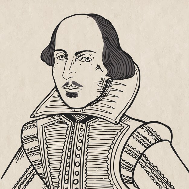 Hand getekende shakespeare illustratie