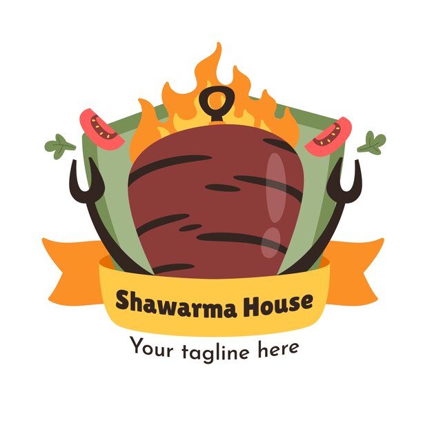 Hand getekende shoarma logo sjabloon