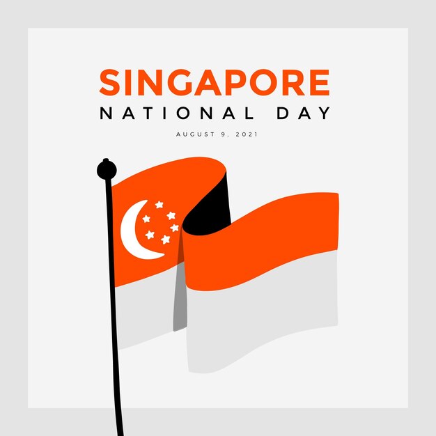 Hand getekende Singapore nationale feestdag illustratie