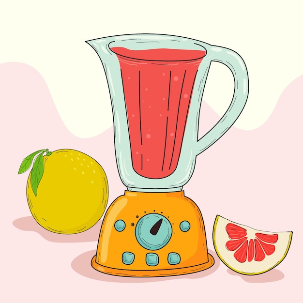 Gratis vector hand getekende smoothie in blender glas