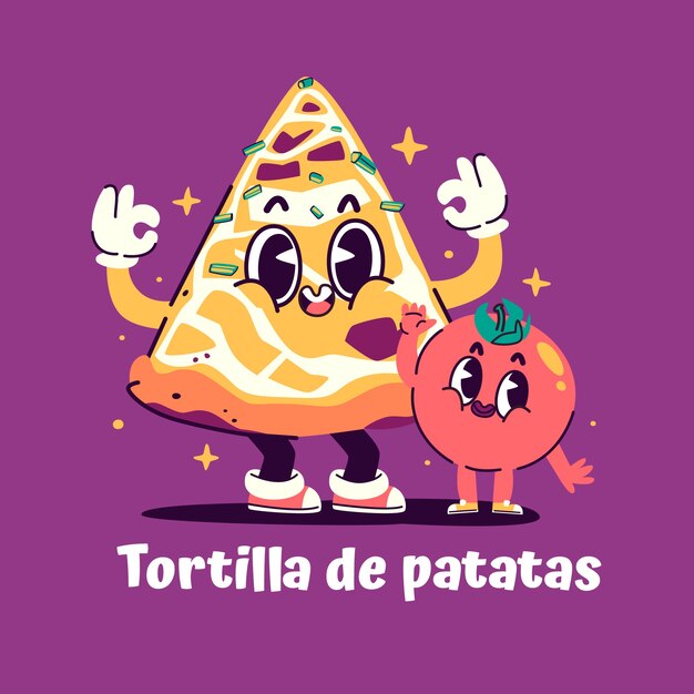 Hand getekende Spaanse omelet illustratie