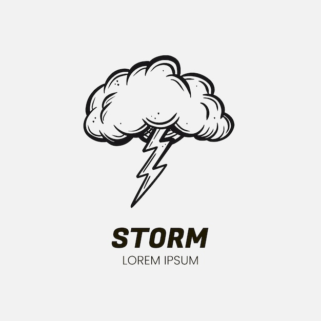 Hand getekende storm logo sjabloon