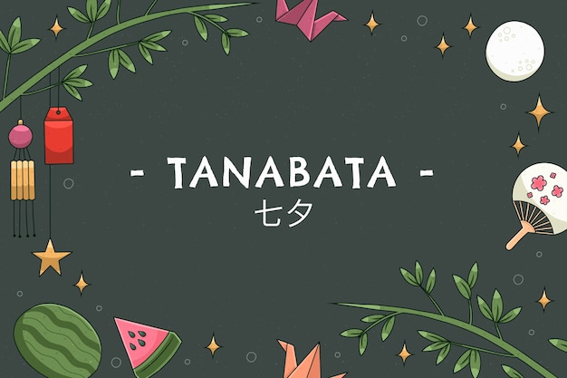 Hand getekende tanabata achtergrond
