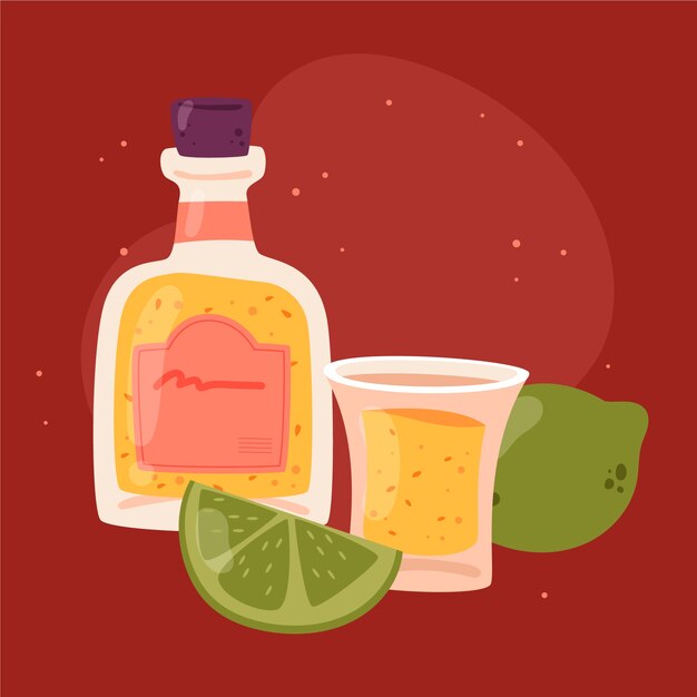 Hand getekende tequila shot illustratie