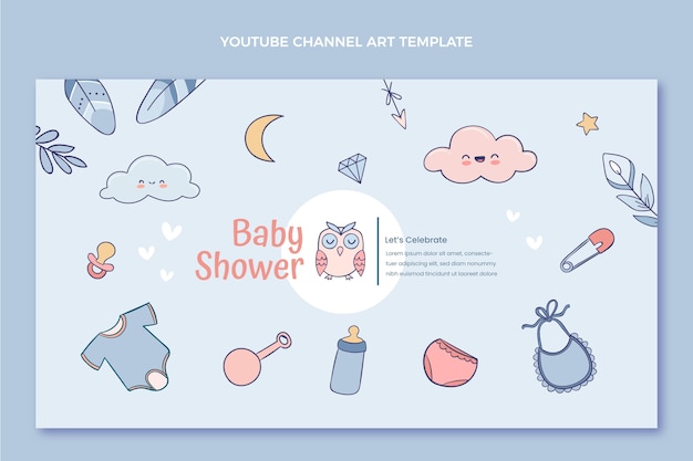 Hand getekende textuur baby shower youtube channel art