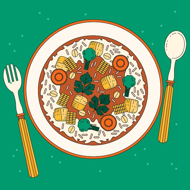 Gratis vector hand getekende thais eten illustratie