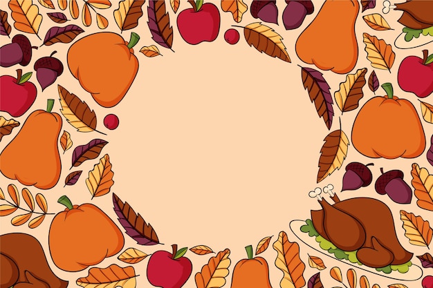 Gratis vector hand getekende thanksgiving achtergrond