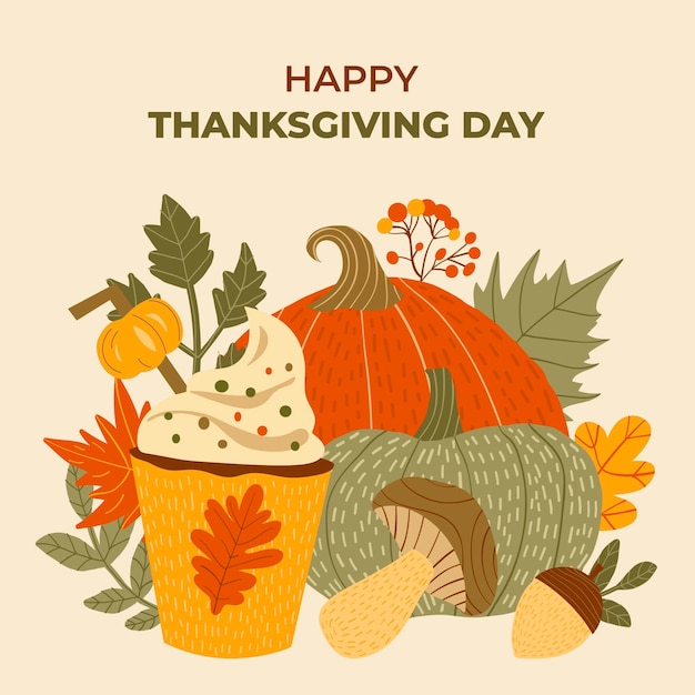 Hand getekende Thanksgiving illustratie