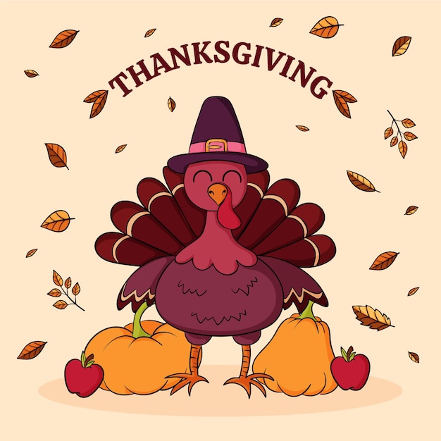 Hand getekende Thanksgiving illustratie