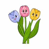 Gratis vector hand getekende tulp cartoon afbeelding