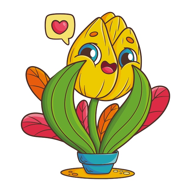 Gratis vector hand getekende tulp cartoon afbeelding