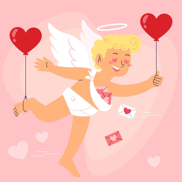 Hand getekende valentijnsdag cupido illustratie