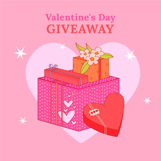 Gratis vector hand getekende valentijnsdag giveaway illustratie