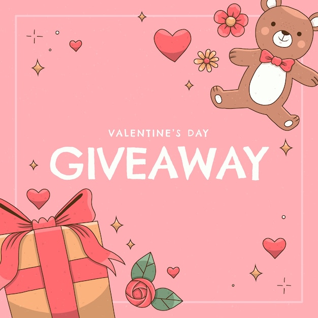 Hand getekende valentijnsdag giveaway illustratie