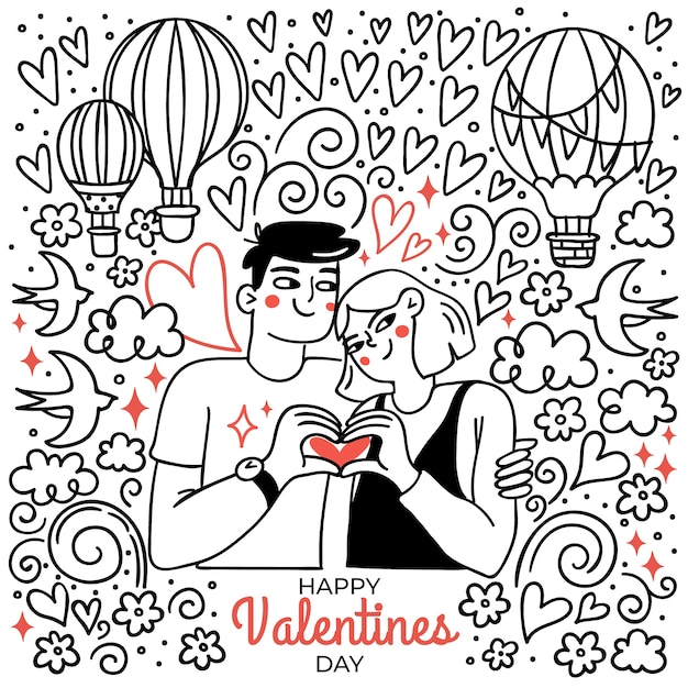 Hand getekende valentijnsdag illustratie