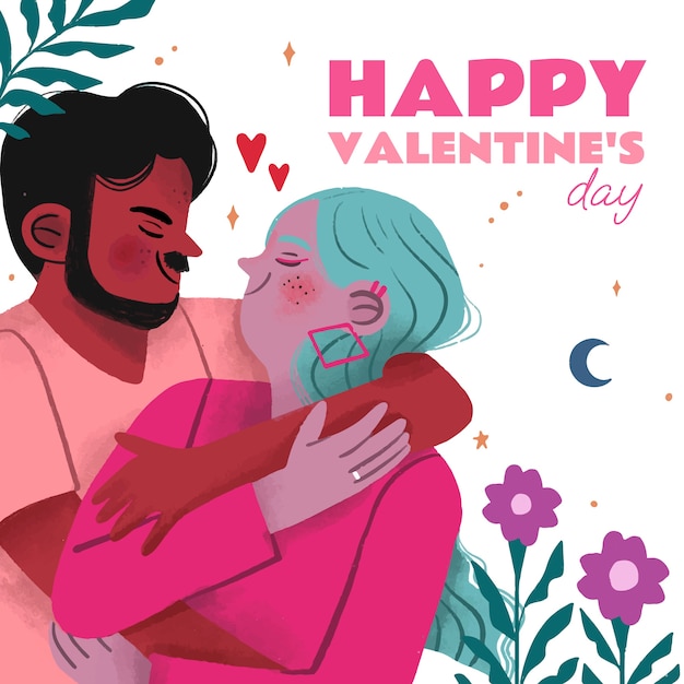 Gratis vector hand getekende valentijnsdag illustratie