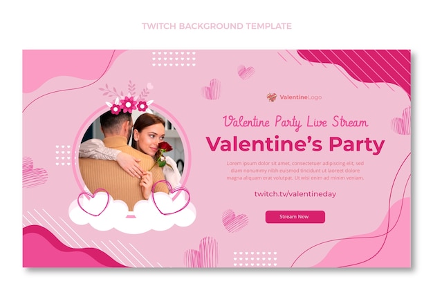 Hand getekende valentijnsdag twitch achtergrond