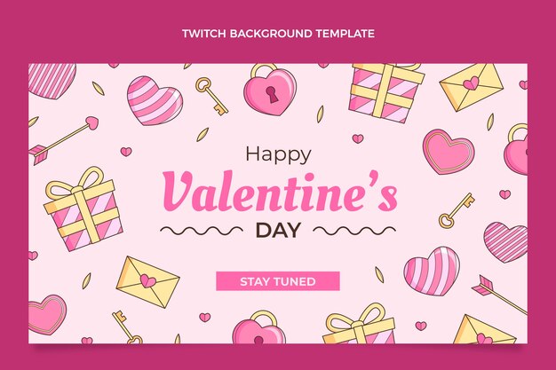 Hand getekende Valentijnsdag twitch achtergrond