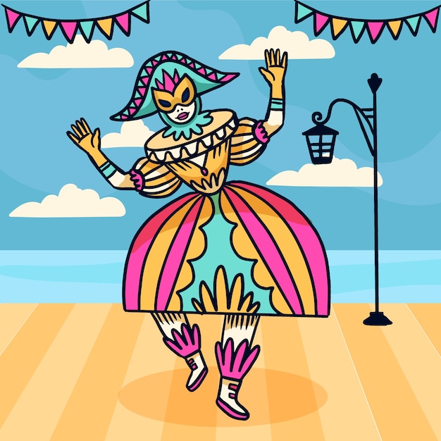 Gratis vector hand getekende venetië carnaval illustratie