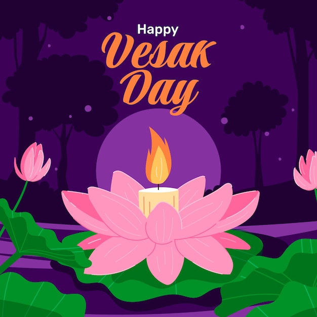 Hand getekende vesak dag illustratie