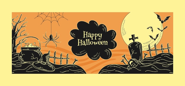 Gratis vector hand getekende vintage halloween sociale media voorbladsjabloon