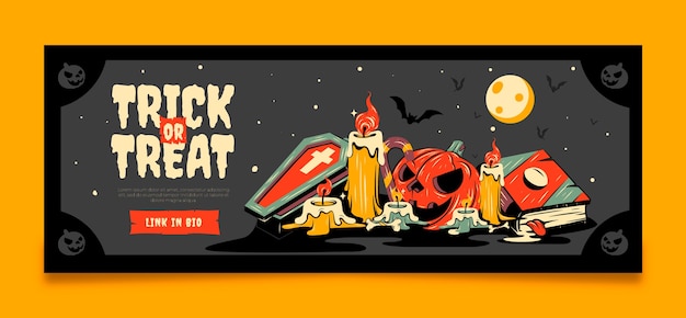 Gratis vector hand getekende vintage halloween sociale media voorbladsjabloon