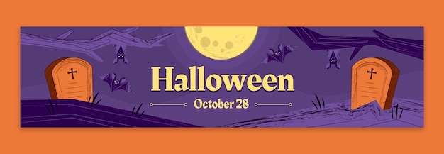 Hand getekende vintage halloween twitch banner