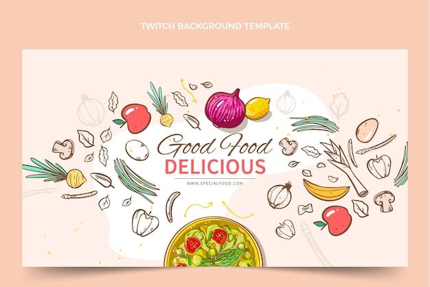 Gratis vector hand getekende voedsel twitch achtergrond