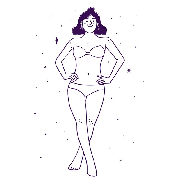 Hand getekende vrouw schets illustratie