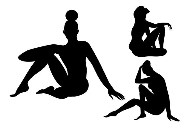 Hand getekende vrouw silhouet illustratie