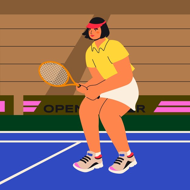 Hand getekende vrouw tennissen illustratie