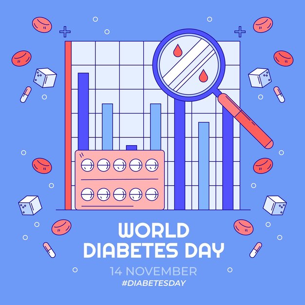 Hand getekende wereld diabetes dag illustratie