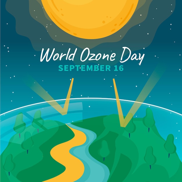 Hand getekende wereld ozon dag achtergrond