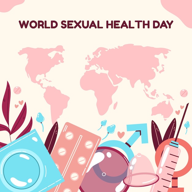 Hand getekende wereld seksuele gezondheid dag illustratie
