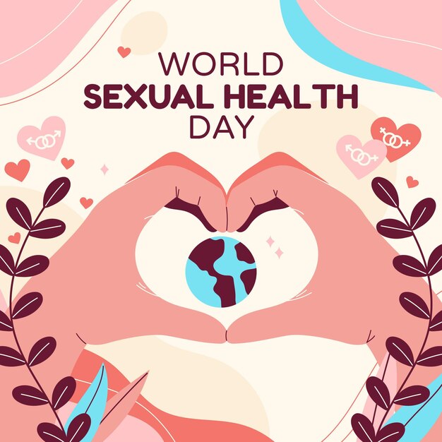 Hand getekende wereld seksuele gezondheid dag illustratie