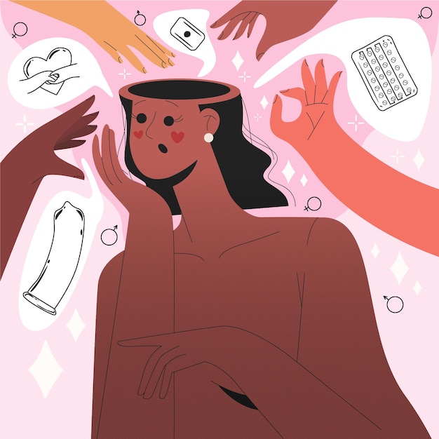 Hand getekende wereld seksuele gezondheid dag illustratie