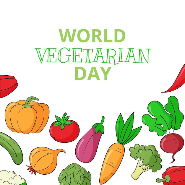 Hand getekende wereld vegetarische dag illustratie