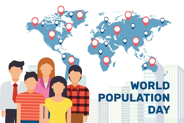 Hand getekende wereldbevolking dag achtergrond