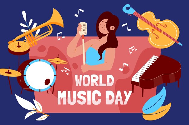 Hand getekende wereldmuziek dag illustratie