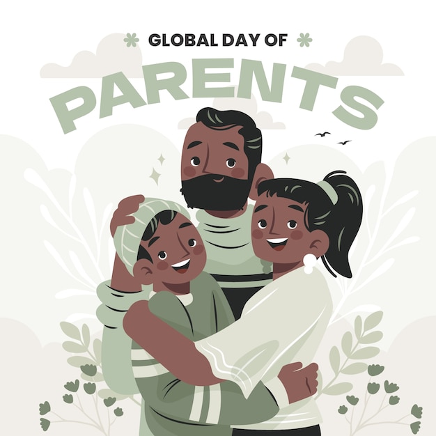 Gratis vector hand getekende wereldwijde dag van ouders illustratie