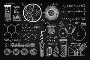 Gratis vector hand getekende wetenschappelijke formules op schoolbord