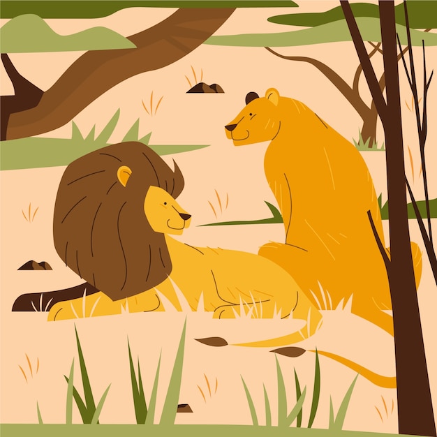 Hand getekende wilde dieren illustratie