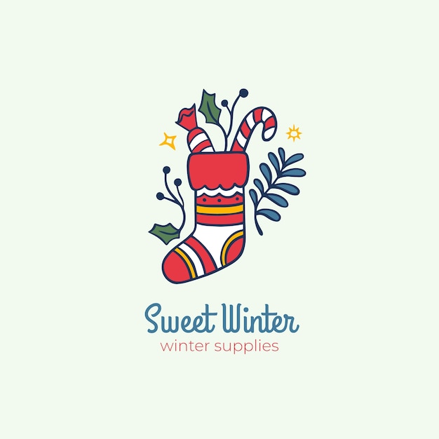 Hand getekende winter logo sjabloon