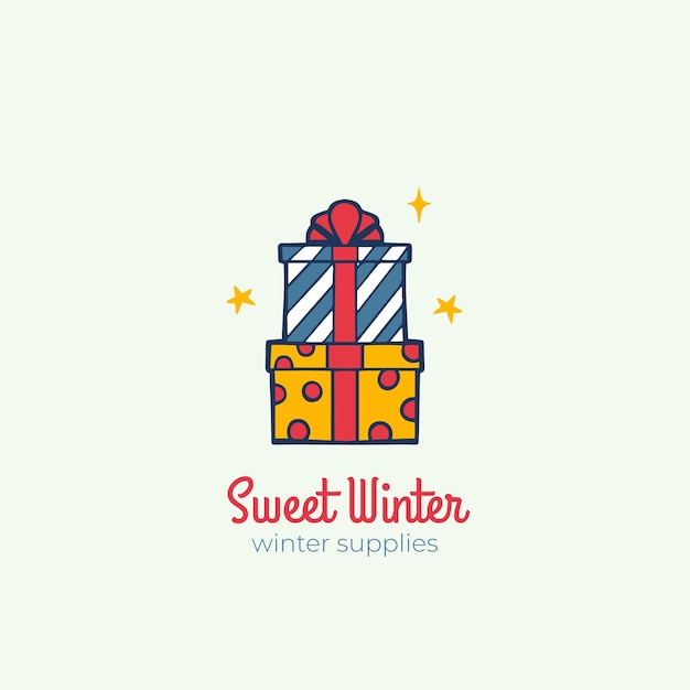 Gratis vector hand getekende winter logo sjabloon